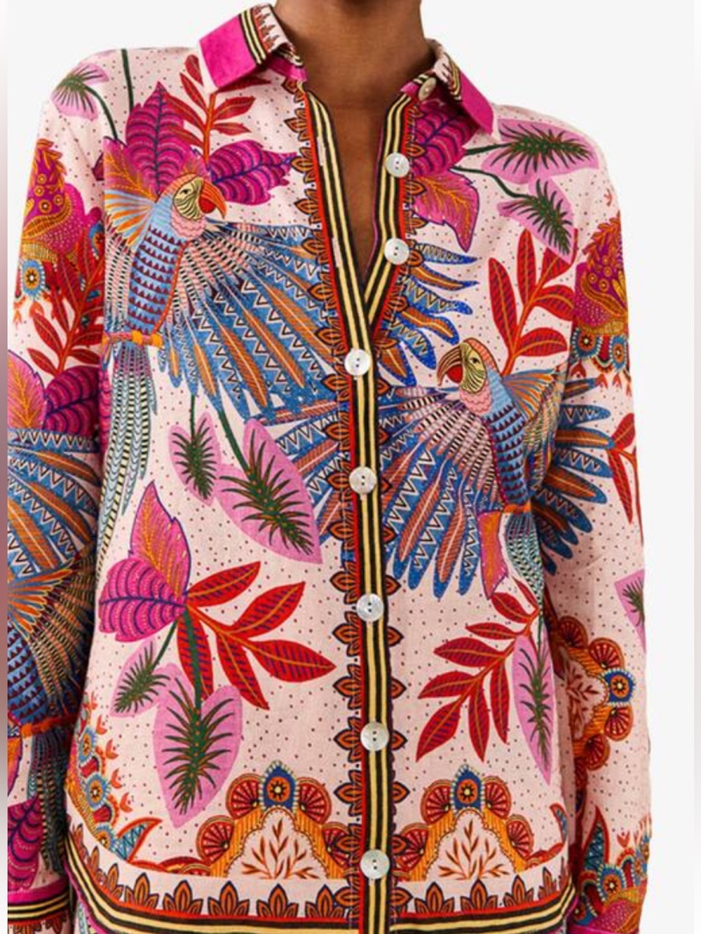 NWOT Farm Rio Macaw Scarf linen shorts set - Picture 3 of 7